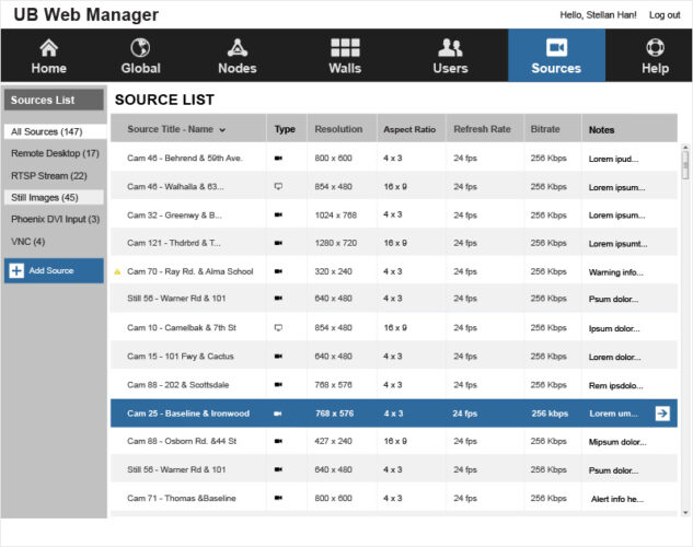 Phoenix Web Manager - Source List