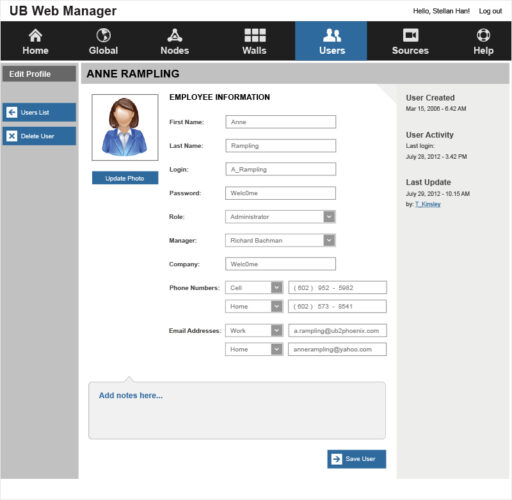 Phoenix Web Manager - User Profile Edit Mode