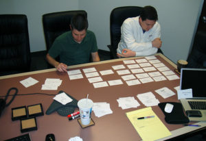 Two engineers attempting a Vista Advanced software card sort